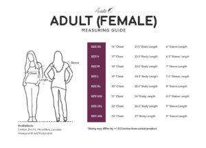 Adult (Female) Size Chart